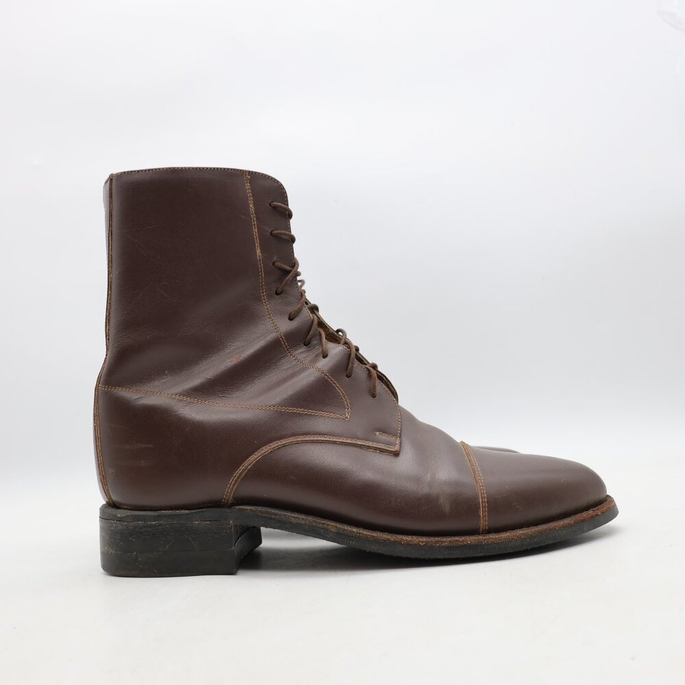 The Effingham Brown Leather Womens Size 8.5 Combat Ankle Boots Lace Up